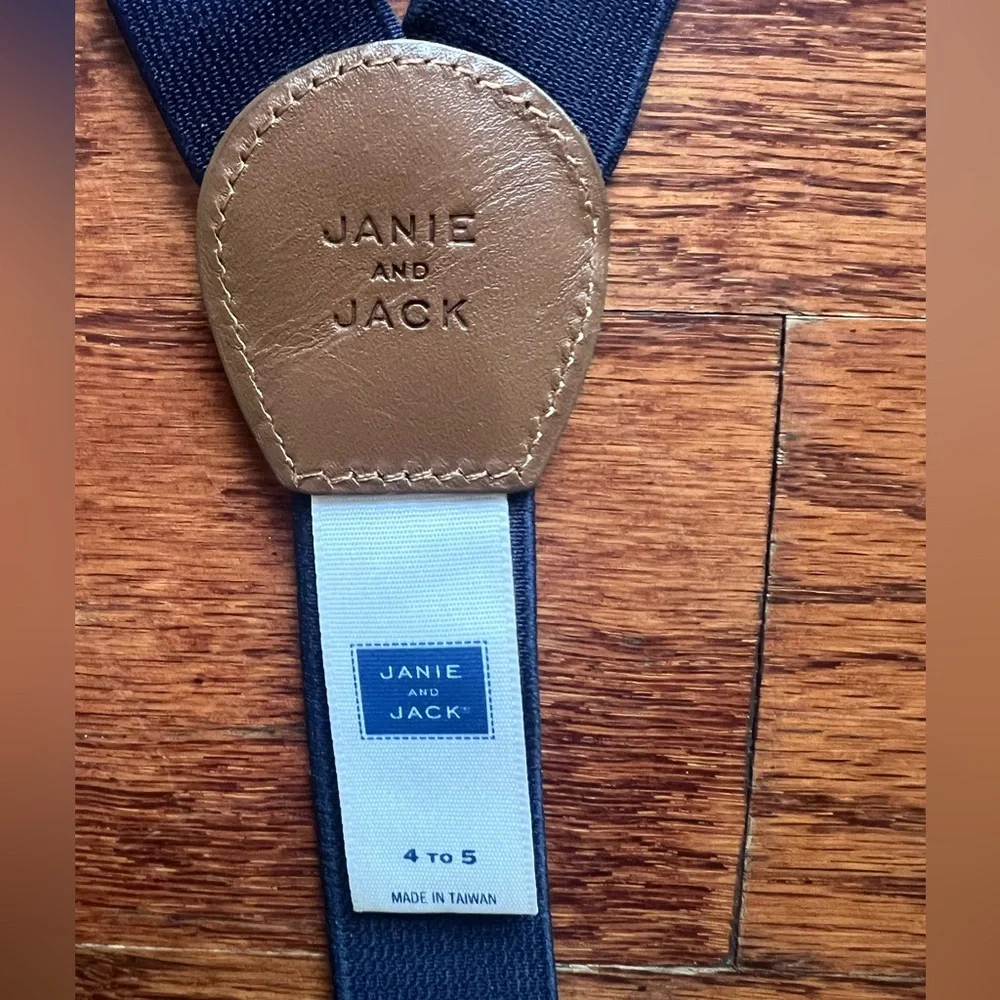 Janie and Jack Navy Suspenders with Brass Clips